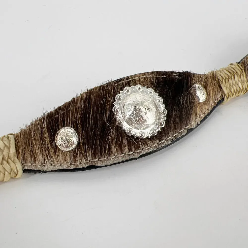 Montana Silversmiths scalloped hair on cow hide western concho belt MSL70 30
